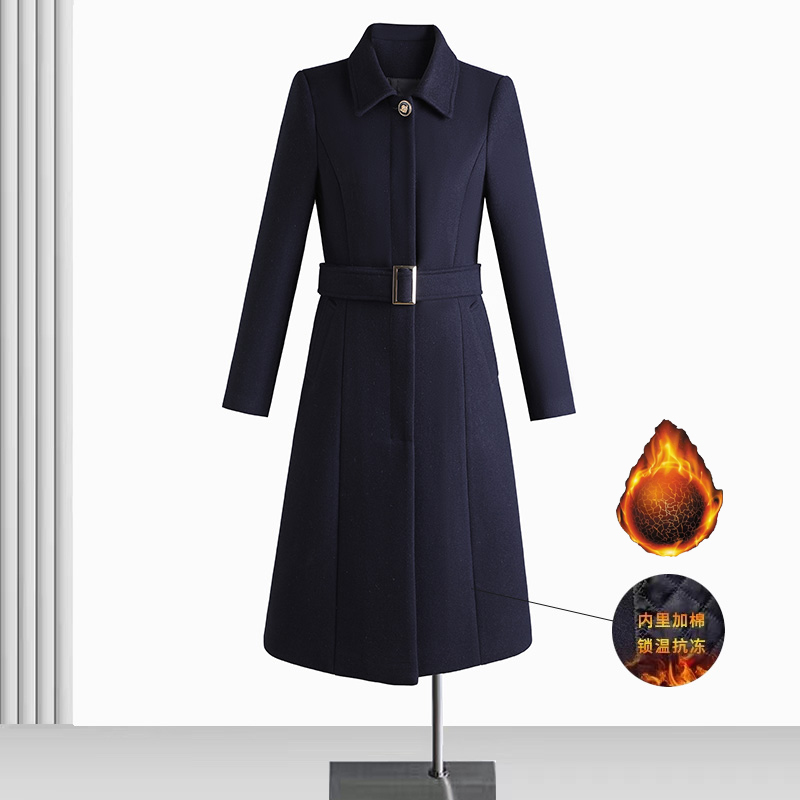 Thick and warm cotton woolen coat for women winter new style high-end waist slimming long-sleeved coat