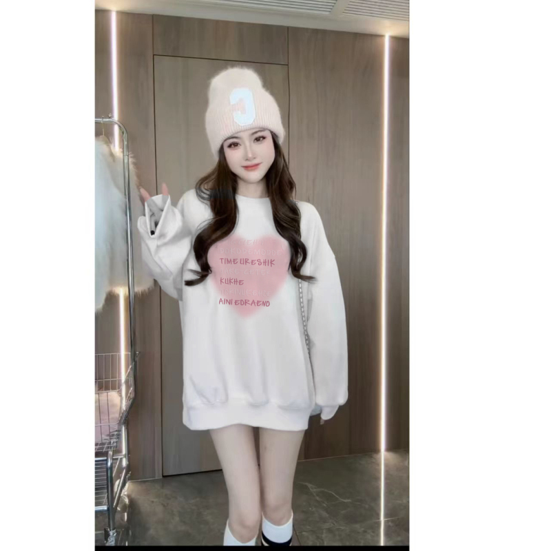 Chinese cotton composite silver fox velvet new autumn and winter loose round neck sweatshirt for women