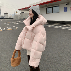 Solid color short hooded down cotton coat winter new Korean style fashionable cotton coat small man bread coat