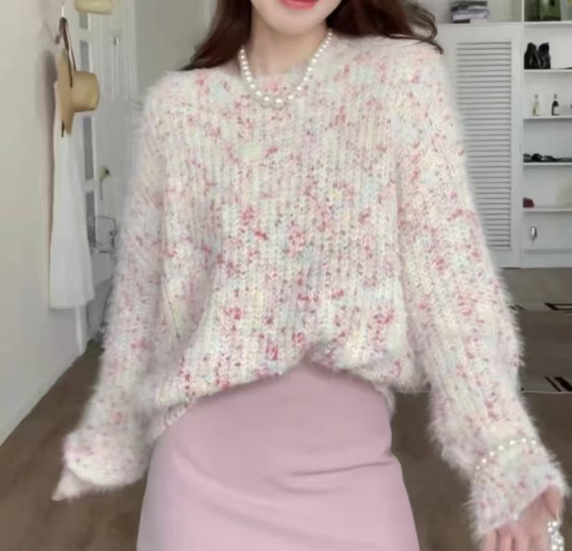 Gentle style lazy sweater for women autumn and winter 2024 new high-end outer wear loose soft waxy sweater top