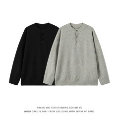 Henry collar sweater men's autumn and winter new loose retro high-end versatile pullover sweater top