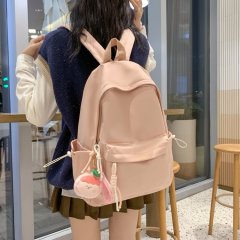School bag female Japanese style ins solid color versatile simple Ruiying large capacity girl middle school student backpack backpack wholesale