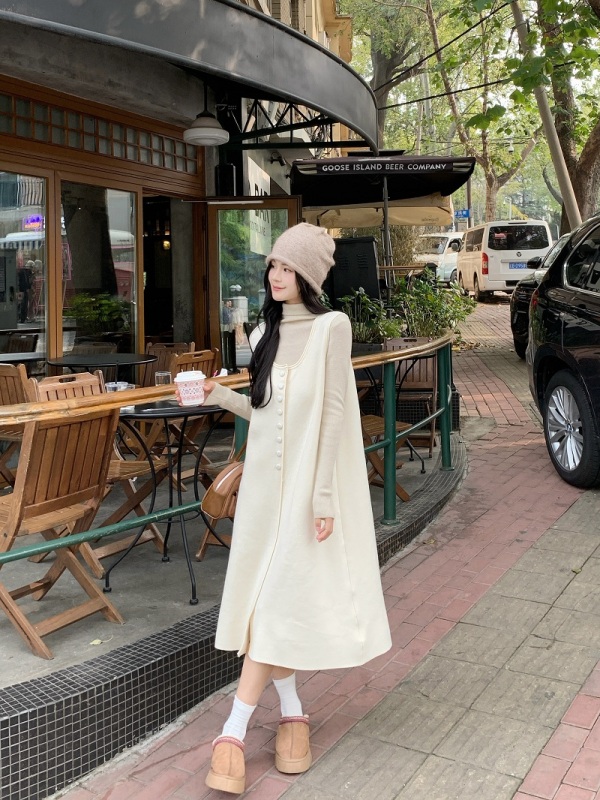 Autumn new style gentle autumn and winter lazy design French loose sweater skirt bottoming shirt