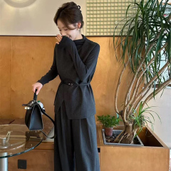 Korean style three-piece set for women 2024 autumn new high-end temperament suit sleeveless tops, bottoming shirts and trousers for women