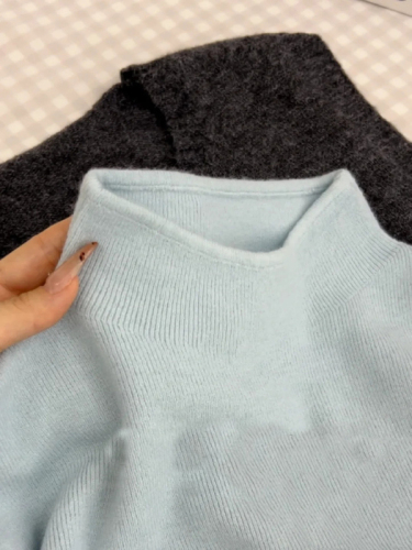 Small stand-up collar fufu soft waxy knitted long-sleeved bottoming shirt for women winter sweater autumn Korean style simple top inner wear