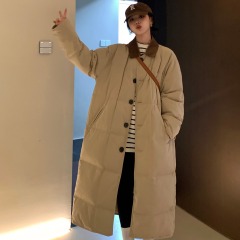 Down jacket women's long 2024 winter new Korean style single-breasted loose thickened cotton coat ins jacket cotton coat trendy