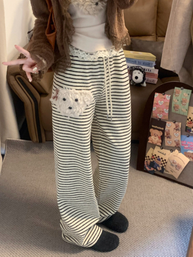 Real shot of velvet dog wide-leg pants for women, drapey loose pants, 2024 new casual pants, floor-length pants