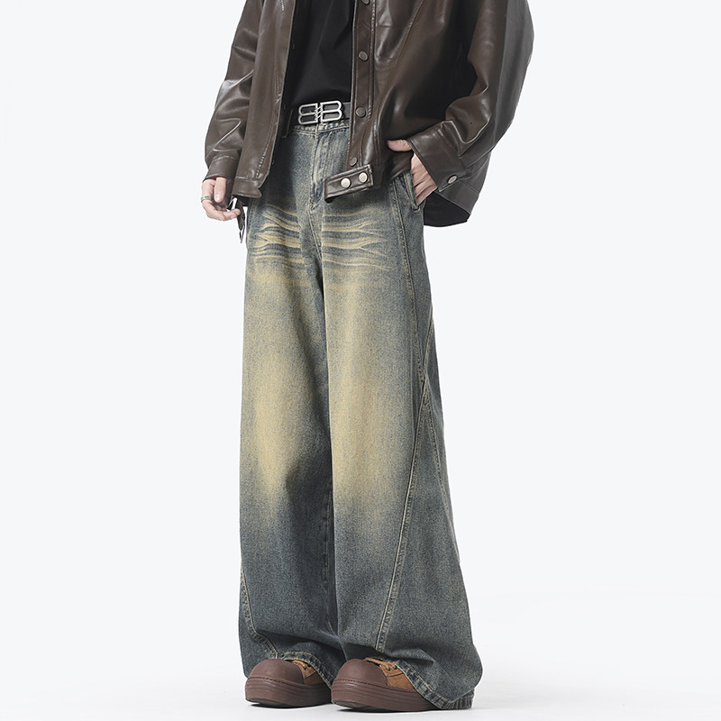 American high street jeans for men, trendy brand personalized loose casual pants
