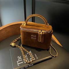 2024 frosted new chain miu French box bag niche texture female small square bag personalized single shoulder crossbody bag