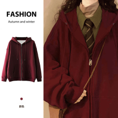 Official photo 320g Chinese cotton composite milk silk new cardigan hooded sweatshirt