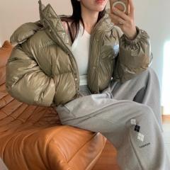 Down jacket women's short thickened loose removable hood sleeves small man bread coat