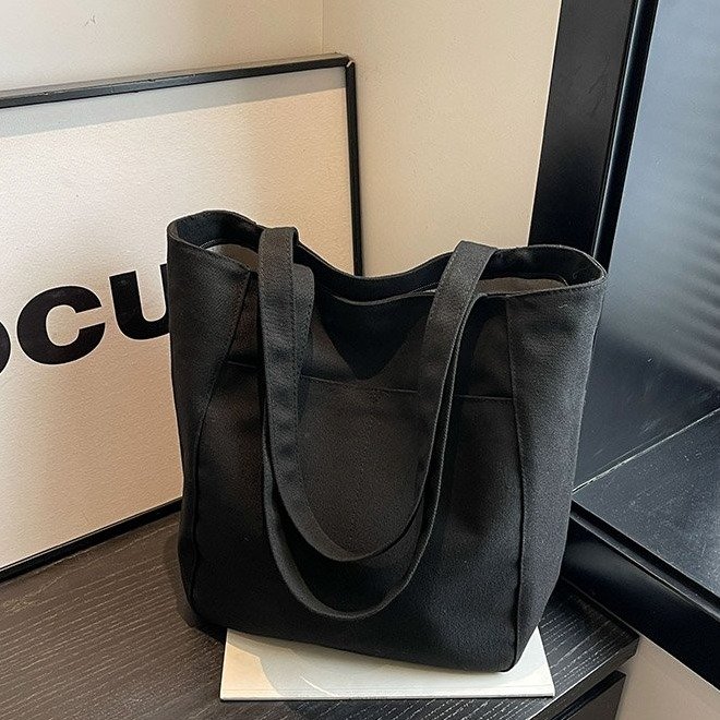 High-end canvas bag for women, large-capacity autumn and winter new Japanese student shoulder bag for class, work and commuting
