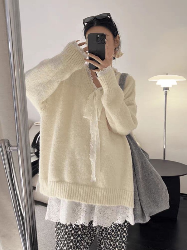 Cool high-end top gray round neck sweater sweater autumn 2024 new women's fashion foreign style