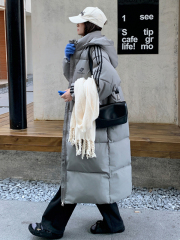 Real shot of down jacket women's mid-length winter new live hat Korean version bf loose ins jacket cotton jacket