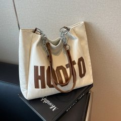 Large-capacity letter shoulder bag for women 2024 autumn new high-end college student class bag high-end tote bag