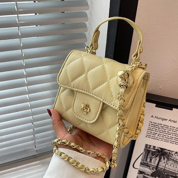 Mini small fragrant square bag for women 2024 summer new chain shoulder crossbody bag rhombus hand-held lipstick bag