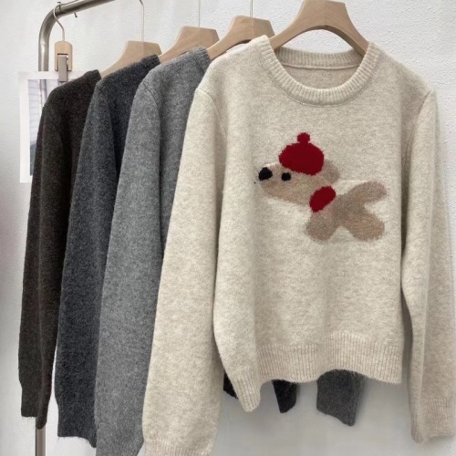 Lazy style soft waxy raccoon velvet red hat puppy pattern design inner base layer autumn and winter new warm sweater