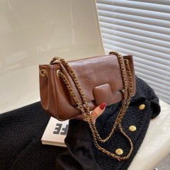 Bags for women winter new fashion chain shoulder crossbody bag simple Korean style retro PU small square bag