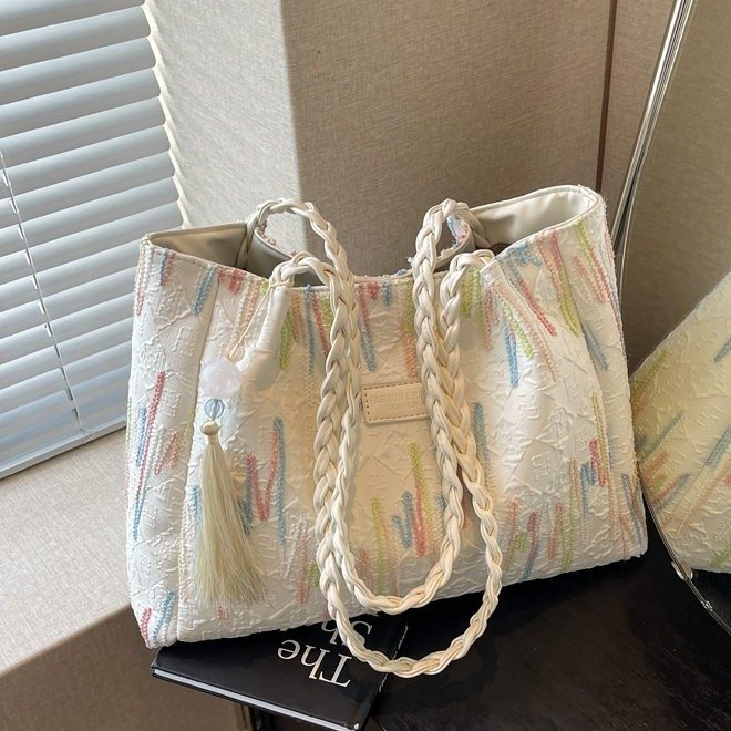 Cross-border canvas bag women's large capacity crossbody bag versatile commuting to work shoulder bag college student class tote bag