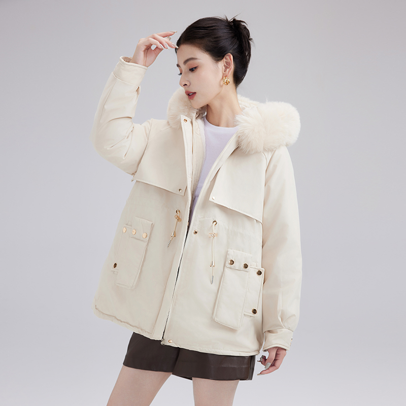 Actual shot of Korean version 2024 new winter style lamb wool short cotton coat loose parka jacket for women