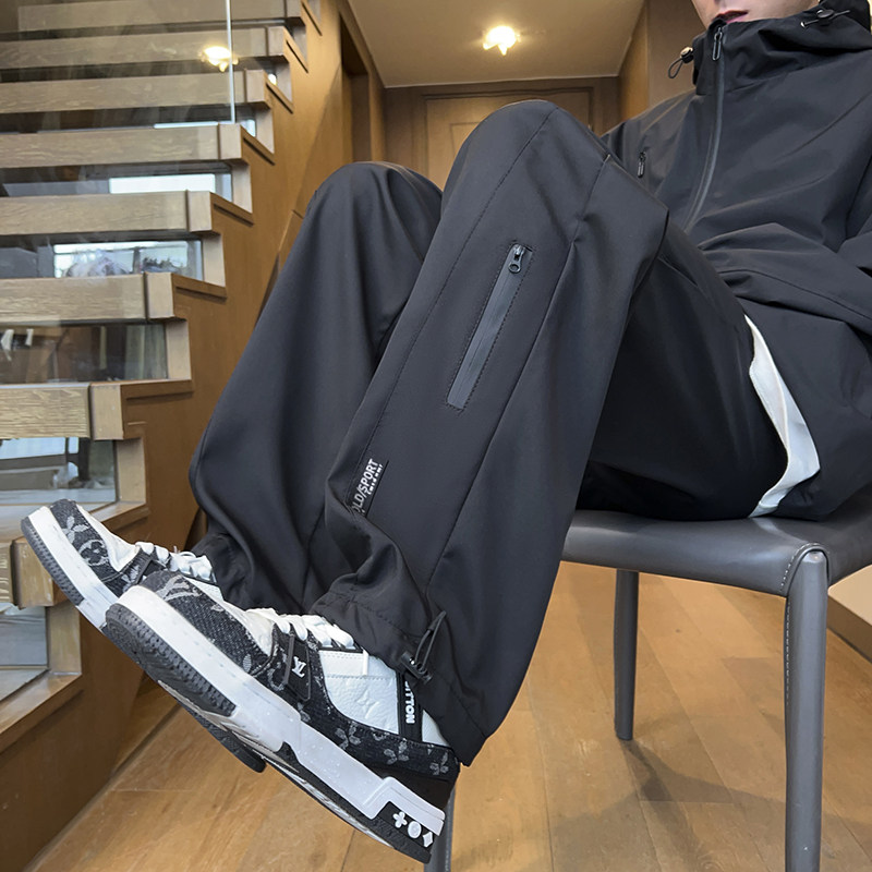 Autumn men's waterproof casual trousers, loose straight leg trousers, men's casual trousers
