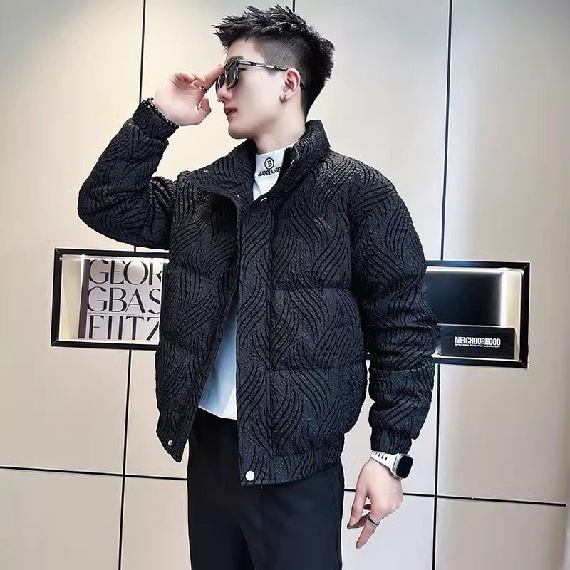 High-end trendy brand down cotton coat men's trendy and handsome thickened short cotton coat new style men's winter