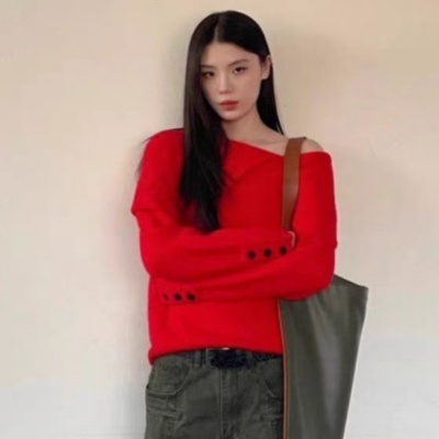 Retro college style apricot large lapel sweater for women in spring, autumn and winter, high-end temperament, casual and versatile knitted top trendy