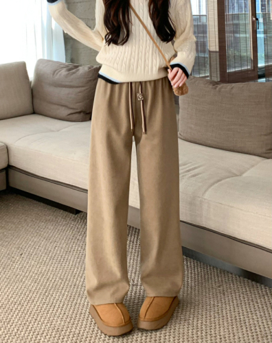 Actual price, real shot, velvet drapey casual pants for women, 2024 straight wide leg pants, loose slimming pants, thickened trousers