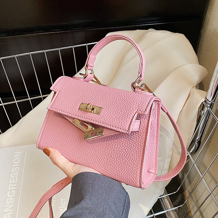 Foreign trade portable small square bag for women 2024 new fashion texture solid color pebbled one-shoulder cross-body Kelly bag trendy