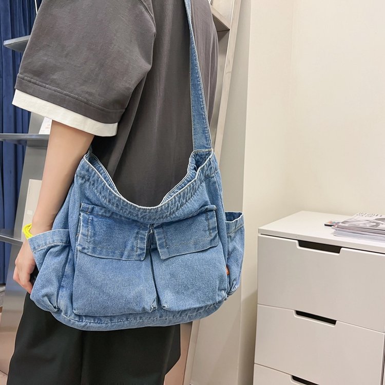 Denim bags for women wholesale new fashion casual shoulder bag large capacity class commuting crossbody bag tote bag
