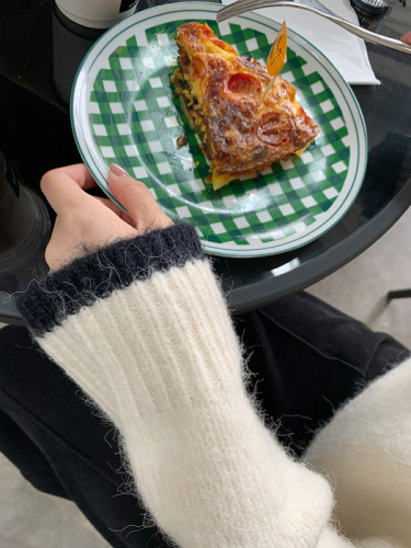 Raccoon velvet pullover sweater for women, autumn thickened soft waxy lazy sweater top