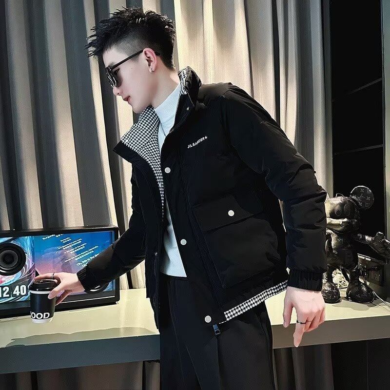 Winter trendy brand warm cotton coat men's trendy fake two-piece workwear cotton coat new men's winter jacket