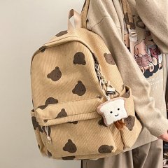 Cute Bear Corduroy Backpack Women's Autumn and Winter New Trendy Fashion Cartoon Backpack Student School Bag