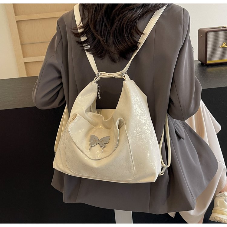 Fashion large capacity solid color bow 2024 casual summer new trend multifunctional popular dual-use backpack