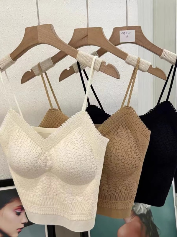 Lace tube top and beautiful back underwear for women, thin style, integrated camisole with breast pads, no bra base