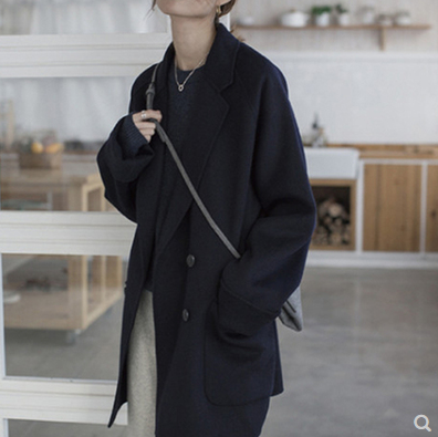 New autumn and winter Korean style small double-sided cashmere coat women's short loose straight popular woolen coat
