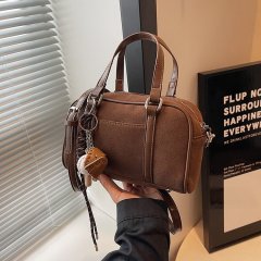 Niche retro frosted suede bag for women 2024 new casual portable small square bag simple and versatile commuter bag