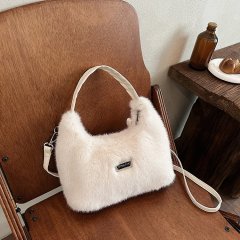 High-end plush handbag for women 2024 new fashion versatile one-shoulder small square bag niche furry crossbody bag