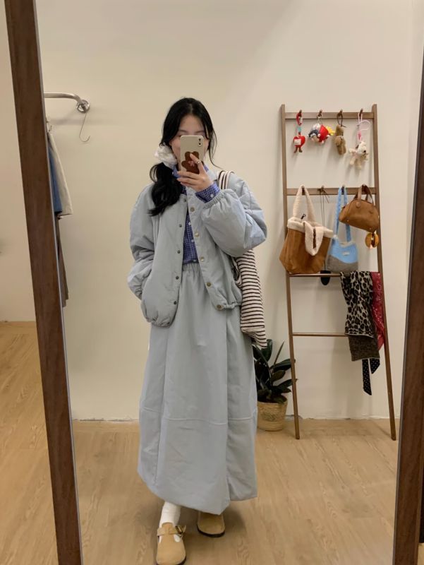 Casual loose cotton coat + skirt set