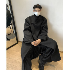 Woolen coat men's mid-length loose over-the-knee thickened woolen windbreaker jacket