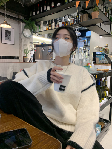 Raccoon velvet pullover sweater for women, autumn thickened soft waxy lazy sweater top