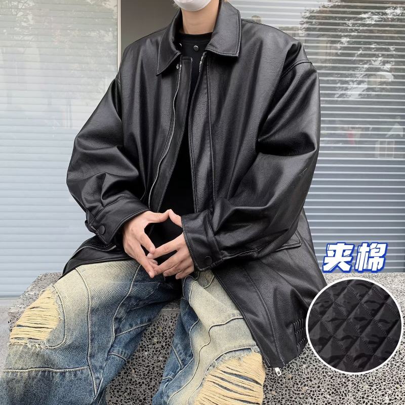 Autumn PU leather and cotton hip-hop jacket tops fashionable retro motorcycle style leather jackets for men and women are handsome