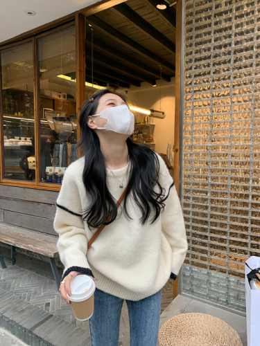 Raccoon velvet pullover sweater for women, autumn thickened soft waxy lazy sweater top