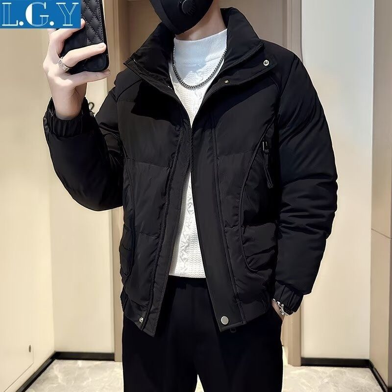Men's trendy brand cotton coat winter Korean style trendy handsome stand-up collar cotton coat new year's new men's winter cotton jacket