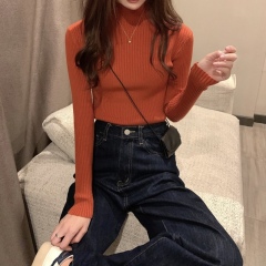 New Korean style slim fit half turtleneck knitted bottoming shirt for women in 8 colors