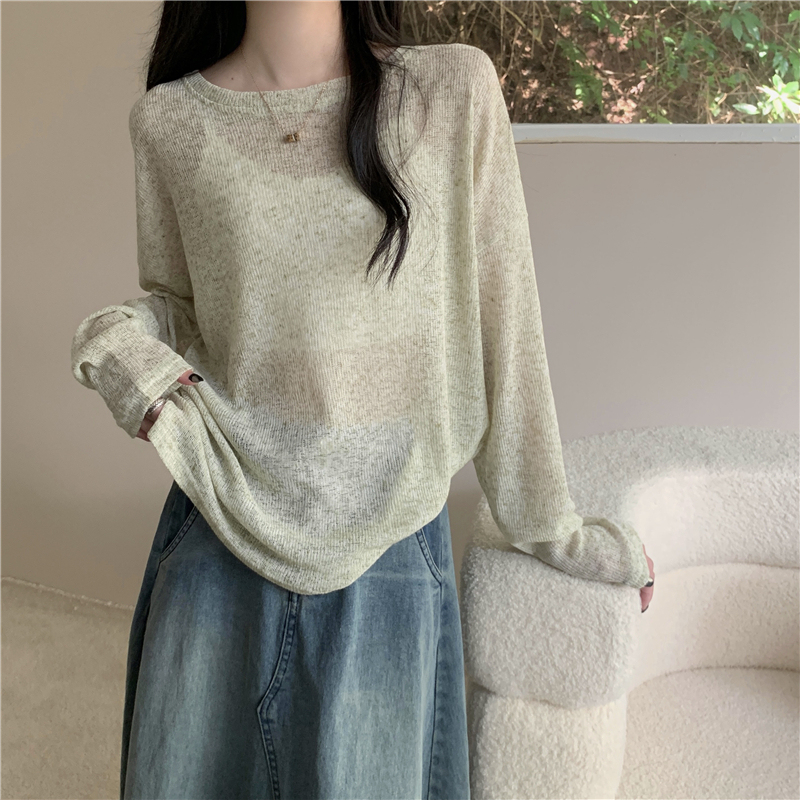 Real shot and real price Summer thin long-sleeved knitted sun protection shirt T-shirt top