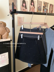 Autumn and winter woolen starry sky skirt, small A-line skirt, simple thin glittery high-waisted slimming skirt