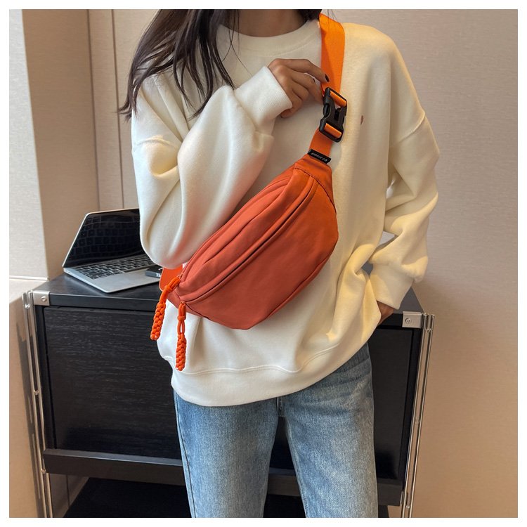 Nylon casual bags for women 2024 new fashion crossbody bag back men's sports chest bag niche versatile ins waist bag
