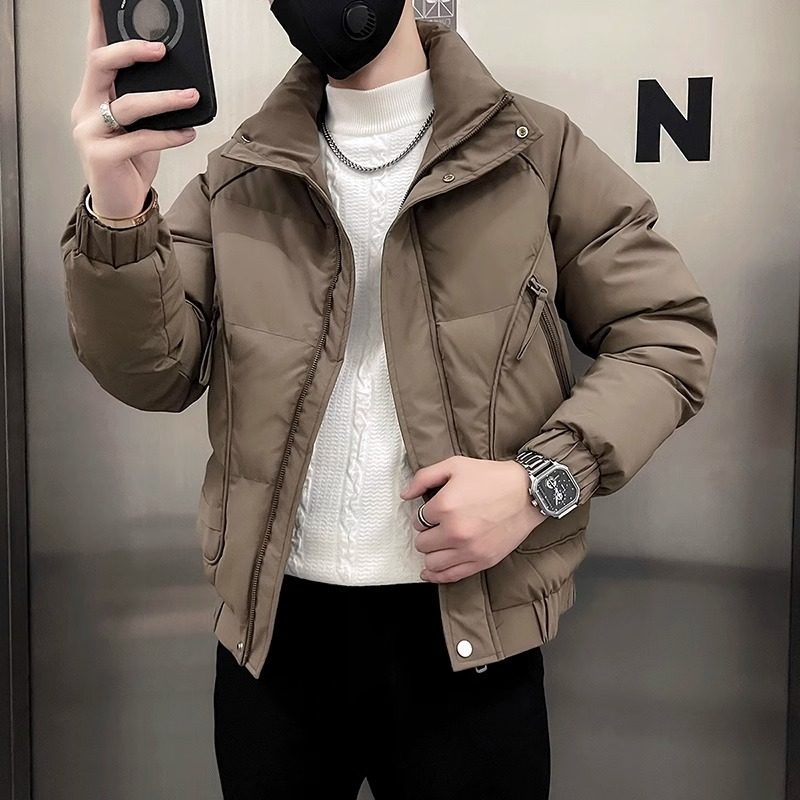 Teenagers regular zipper regular stand collar thickened cotton coat men's winter coat cotton coat trendy lazy standard