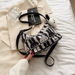 Cute little bunny bag for women summer new fashion canvas shoulder armpit bag casual crossbody tote bag